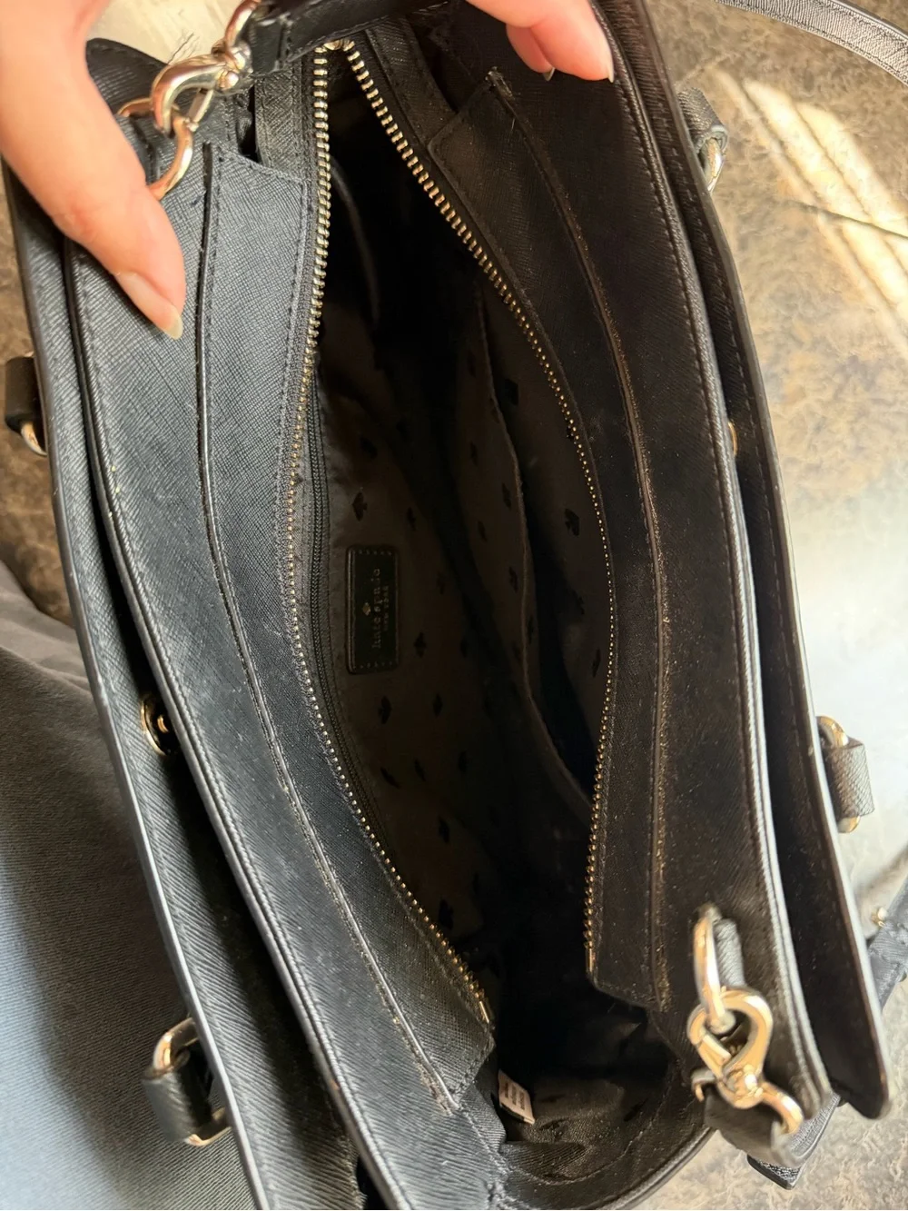 kate spade Black Leather Top-Handle Satchel with Crossbody Strap
